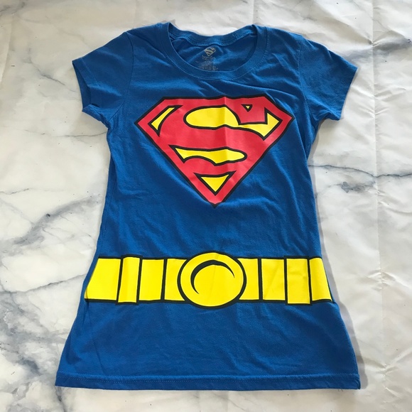 Superman Tops - Superman Blue Logo & Belt Short Sleeve Tee Shirt